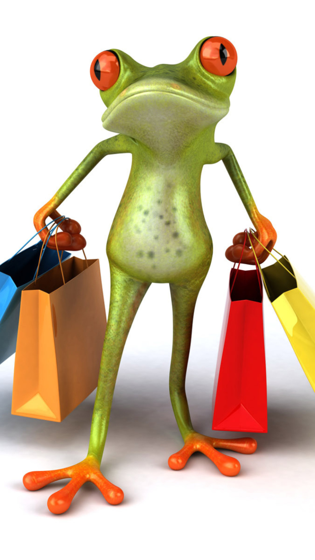 Das 3D Frog Shopping Wallpaper 640x1136