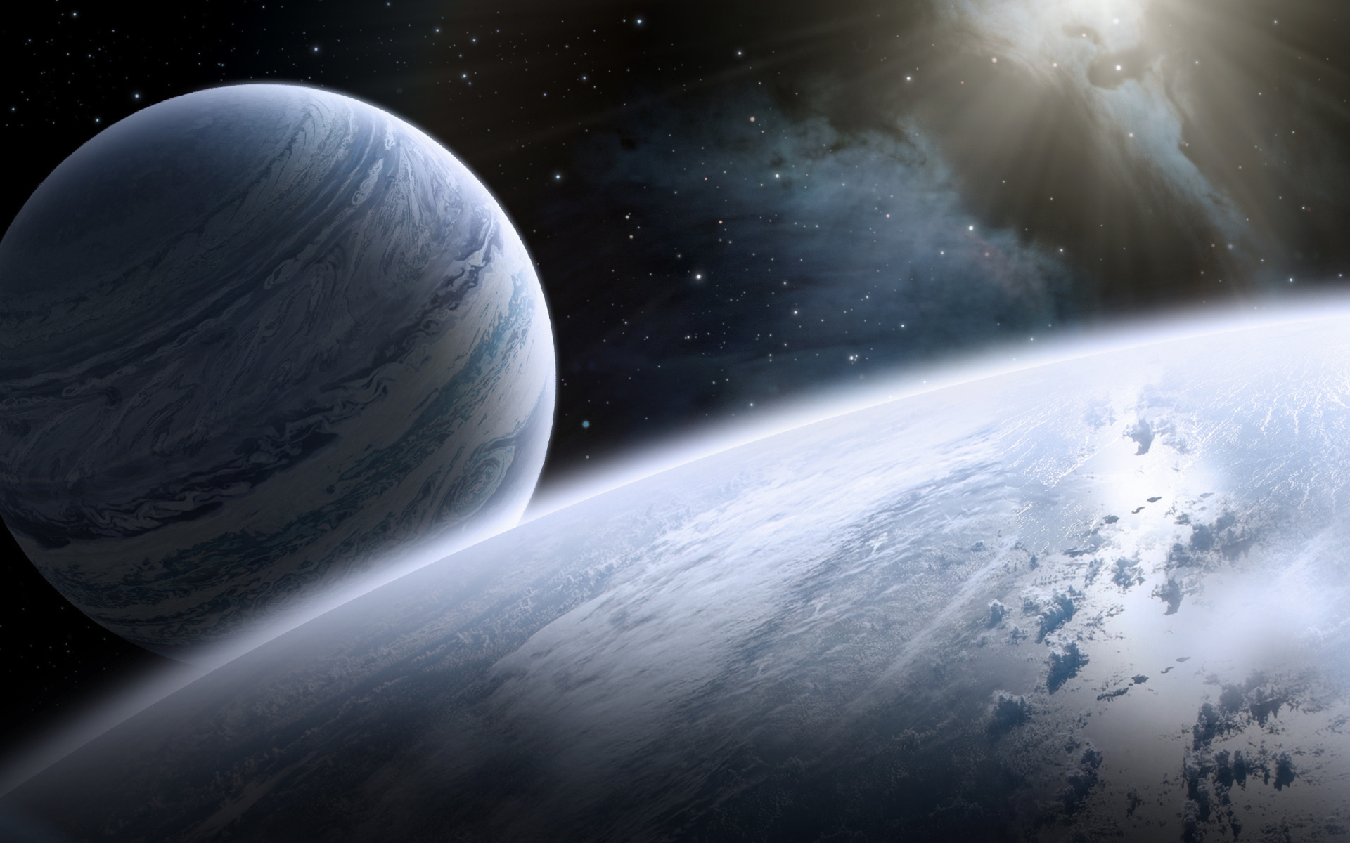 Fondo de pantalla Planet And Stars 1920x1200