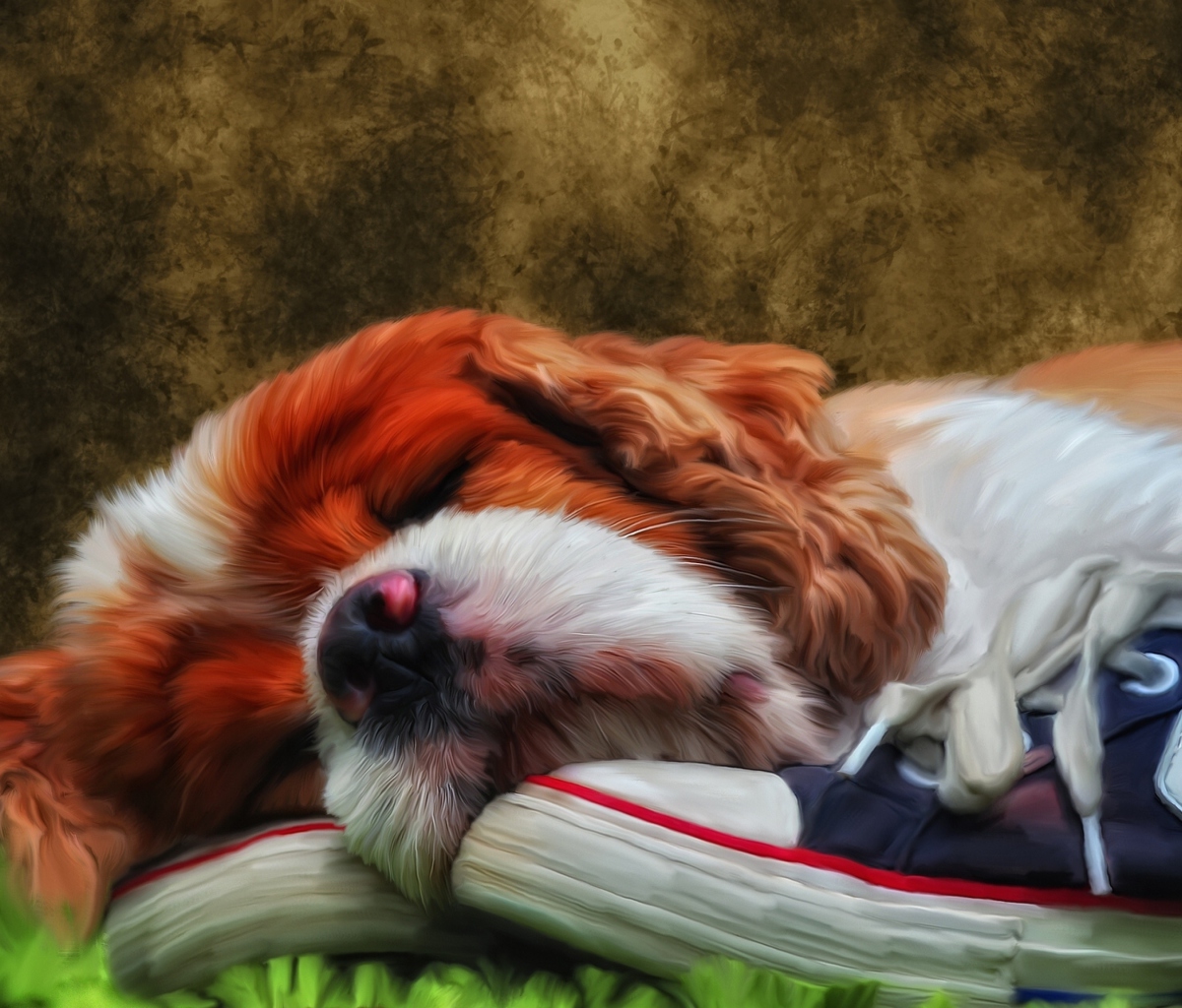 Sfondi Sleeping Puppy Painting 1200x1024