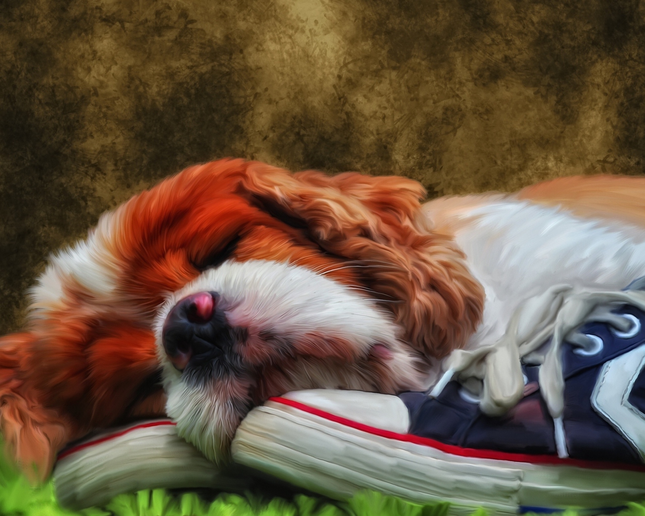 Screenshot №1 pro téma Sleeping Puppy Painting 1280x1024