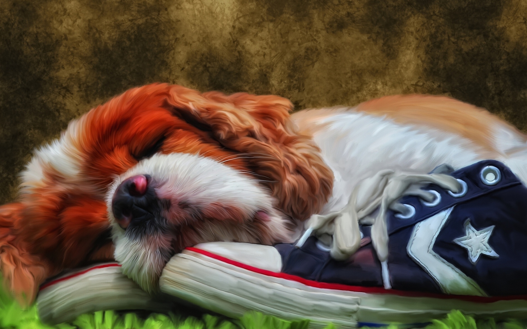 Screenshot №1 pro téma Sleeping Puppy Painting 1680x1050