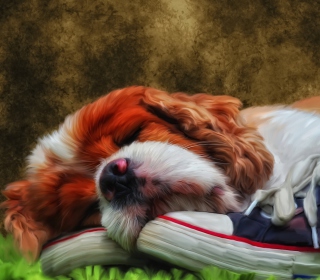 Kostenloses Sleeping Puppy Painting Wallpaper für iPad Air