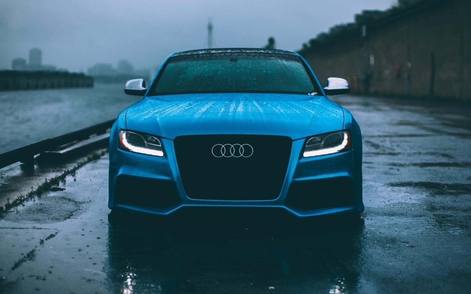 Audi S5 Car in Rain wallpaper 1920x1200