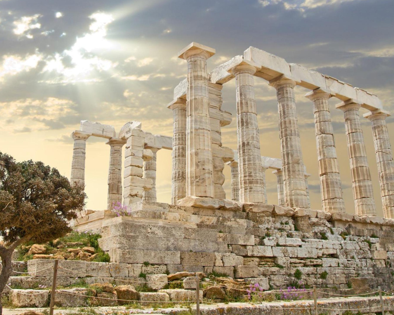 Das Poseidon Temple Sounion Greece Wallpaper 1280x1024