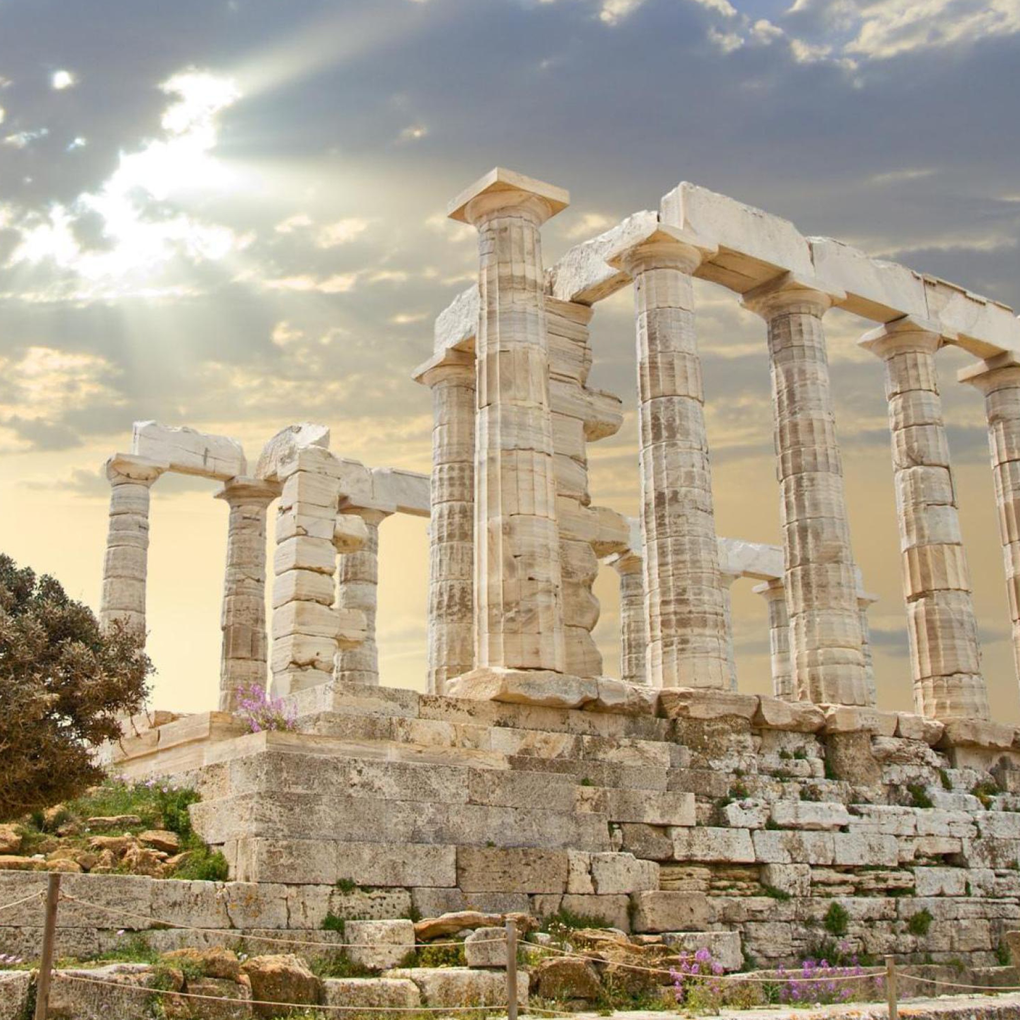 Обои Poseidon Temple Sounion Greece 2048x2048