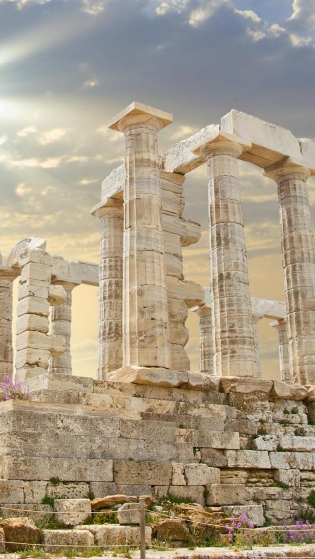 Обои Poseidon Temple Sounion Greece 640x1136
