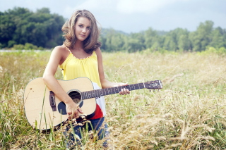 Free Girl with Guitar Picture for Android, iPhone and iPad
