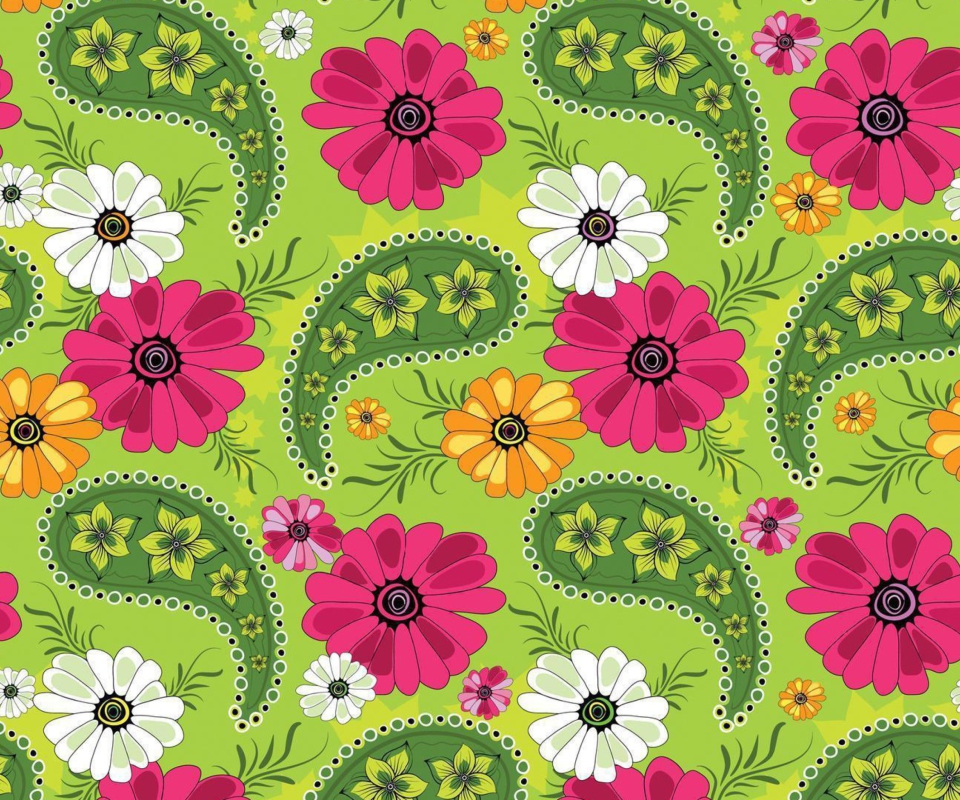 Das Summer Meadow Pattern Wallpaper 960x800