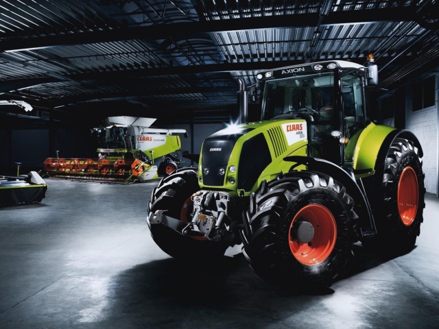 Tractors in garage wallpaper 640x480