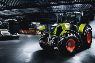 Tractors in garage Background for Android, iPhone and iPad