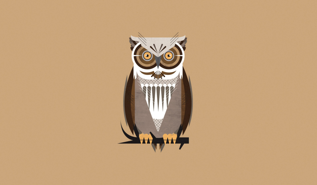 Das Owl Illustration Wallpaper 1024x600