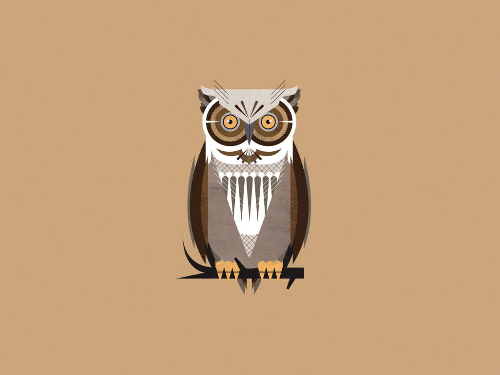 Das Owl Illustration Wallpaper 1024x768
