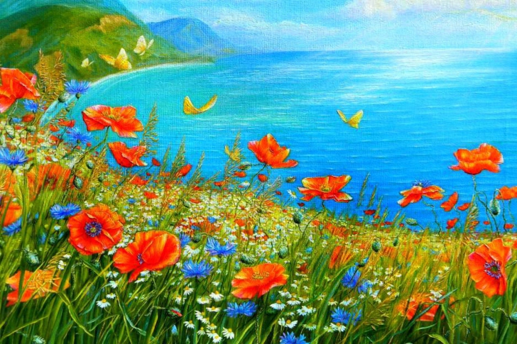 Screenshot №1 pro téma Summer Meadow By Sea Painting