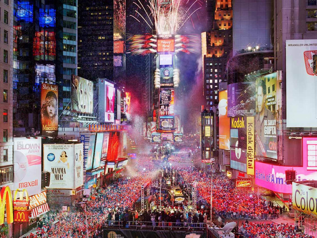 New Year Eve On Times Square wallpaper 1024x768