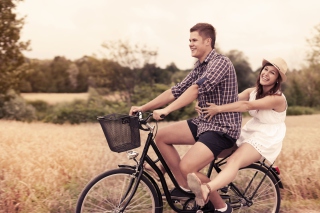 Couple On Bicycle Wallpaper for Android, iPhone and iPad