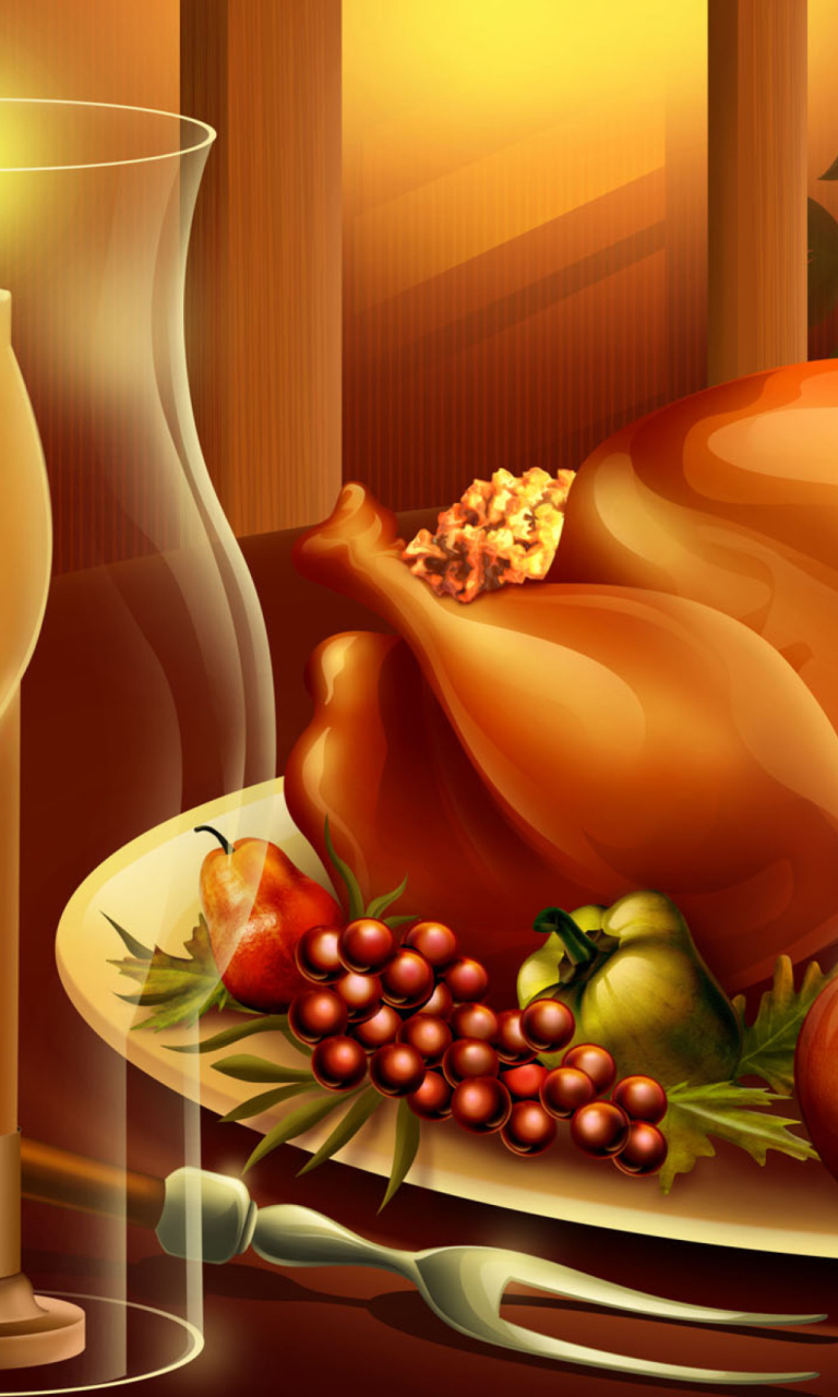 Das Thanksgiving Feast Wallpaper 768x1280
