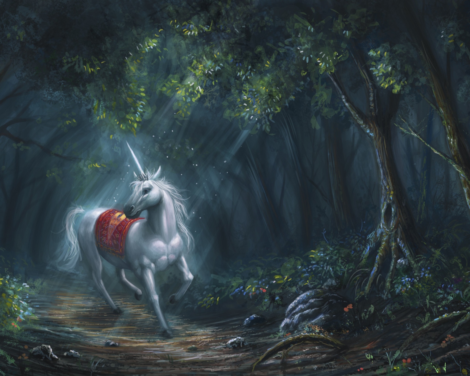 Unicorn In Fantasy Forest wallpaper 1600x1280