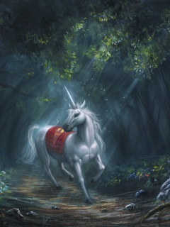Unicorn In Fantasy Forest wallpaper 240x320
