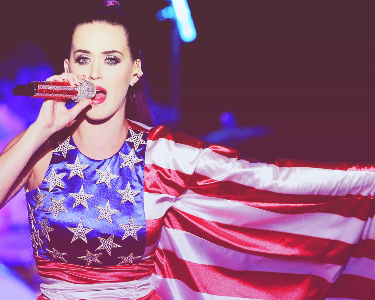 Das Katy Perry In American Flag Dress Wallpaper 1280x1024