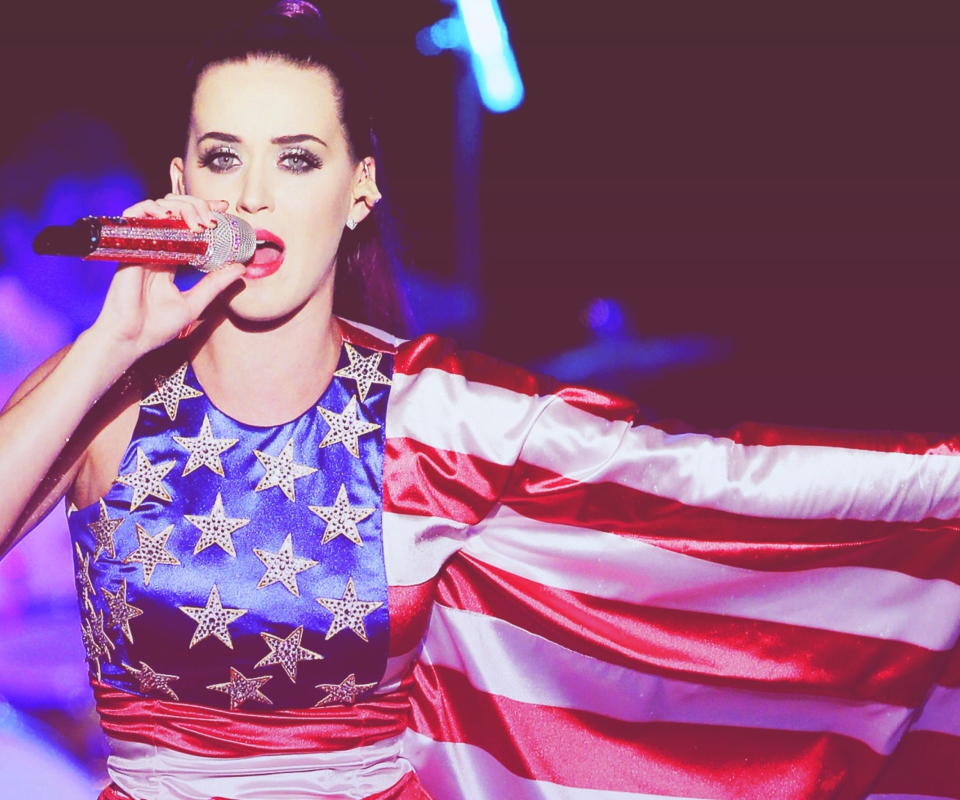 Katy Perry In American Flag Dress wallpaper 960x800
