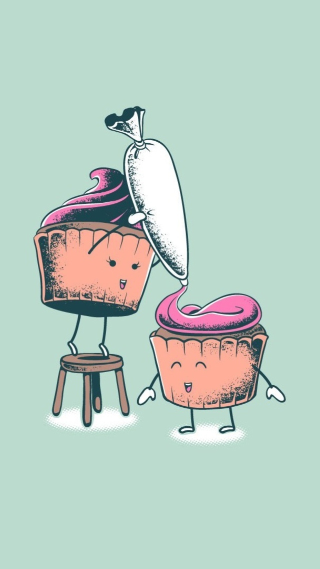 Das Cupcake Cooking Illustration Wallpaper 640x1136