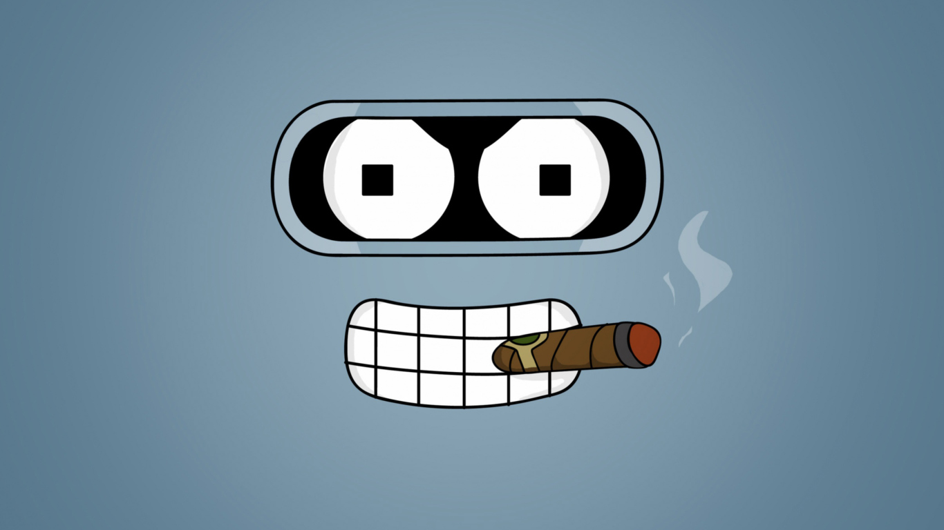 Fondo de pantalla Futurama Bender Cigar 1366x768