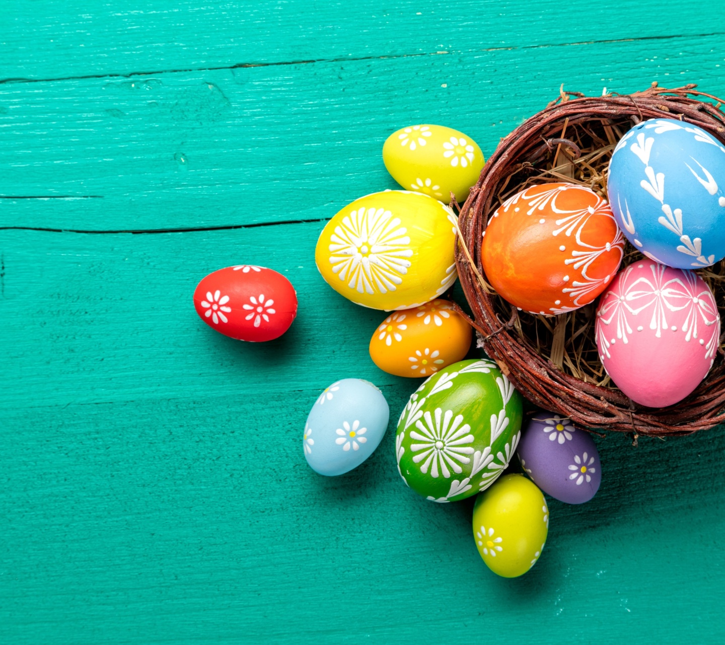 Dyed easter eggs wallpaper 1440x1280