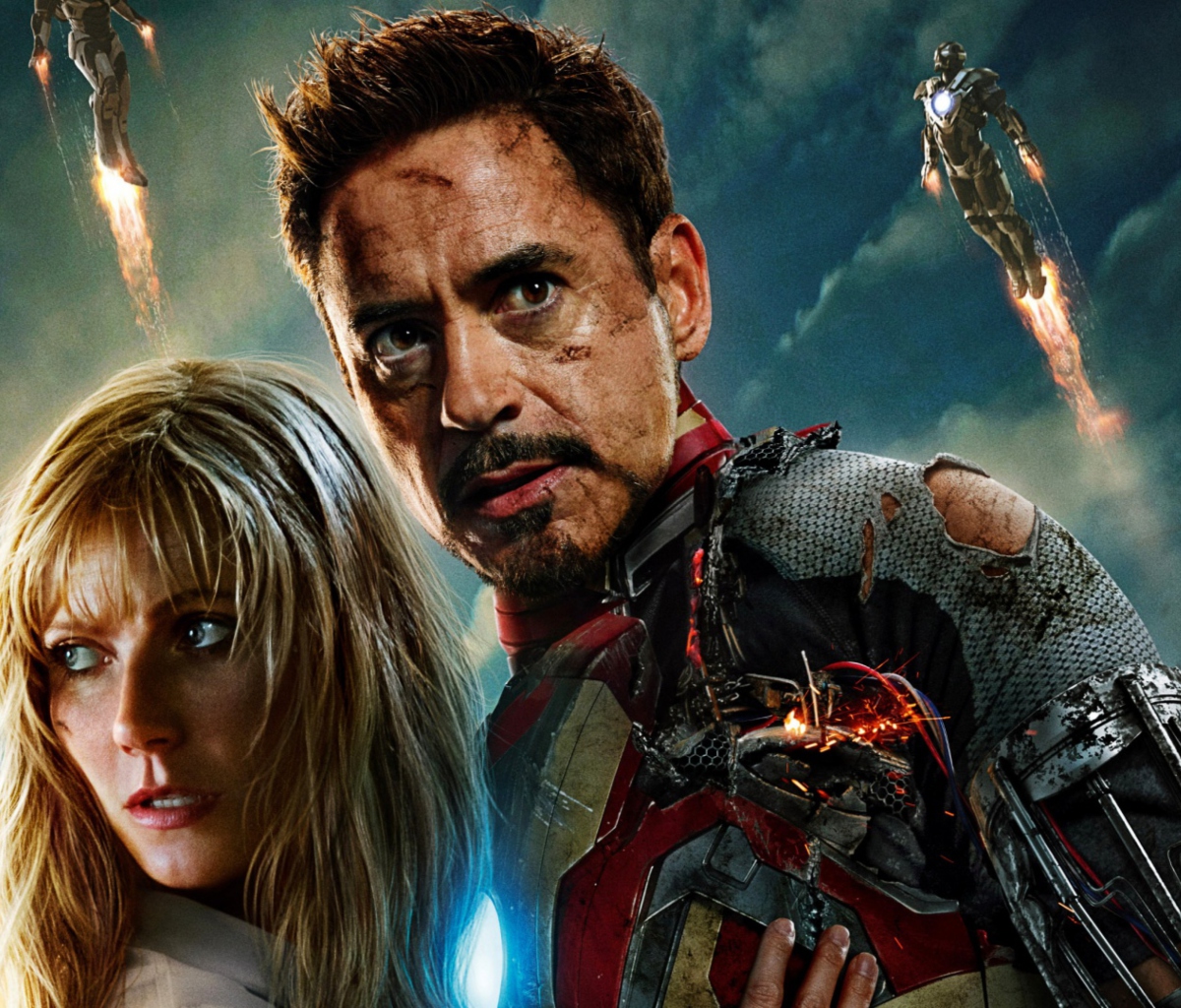 Fondo de pantalla Iron Man 3 Tony Stark Pepper Potts 1200x1024