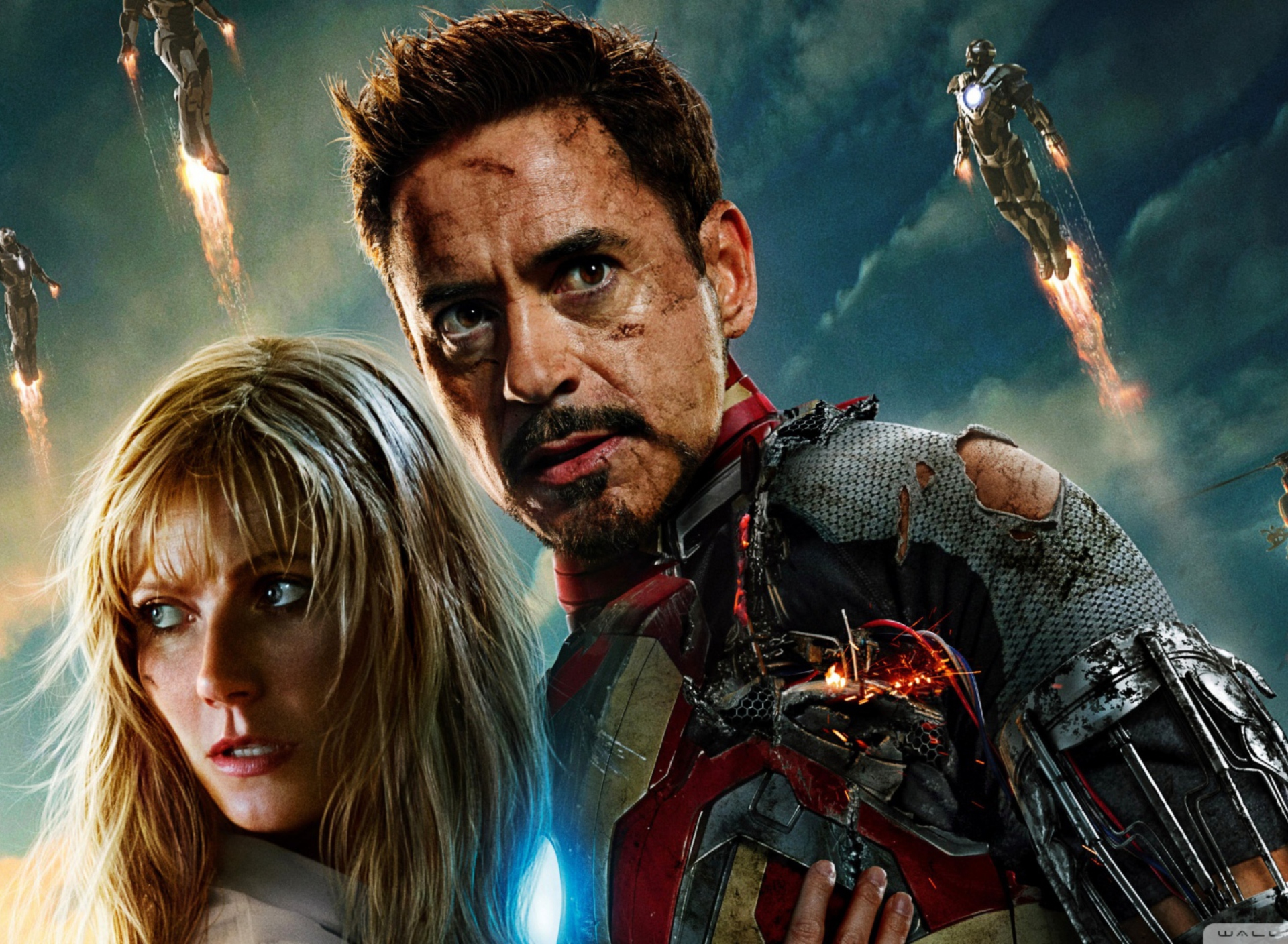 Das Iron Man 3 Tony Stark Pepper Potts Wallpaper 1920x1408
