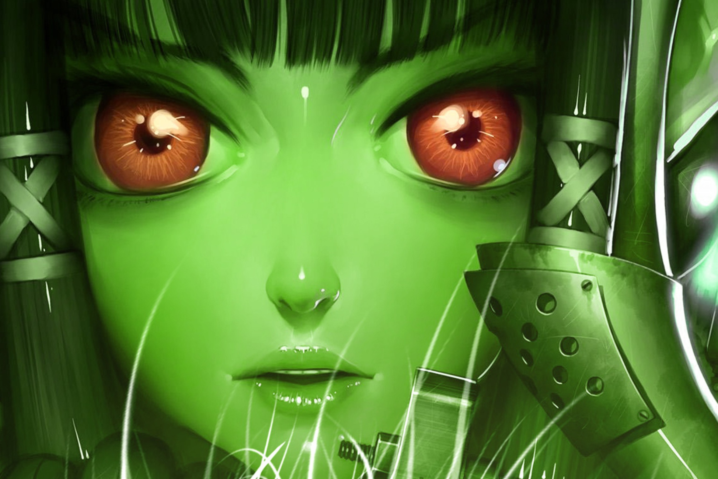 Green Anime Face screenshot #1 2880x1920