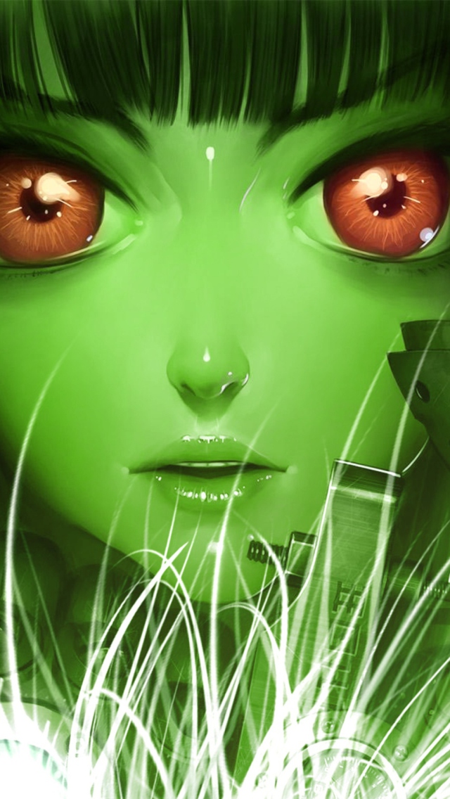 Screenshot №1 pro téma Green Anime Face 640x1136
