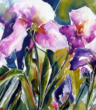 Pink Flowers Painting - Obrázkek zdarma pro 480x640