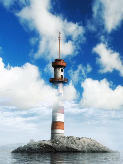 Das Lighthouse In Clouds Wallpaper 480x640