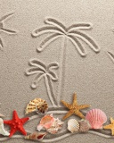 Обои Seashells Texture on Sand 128x160