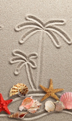 Fondo de pantalla Seashells Texture on Sand 240x400