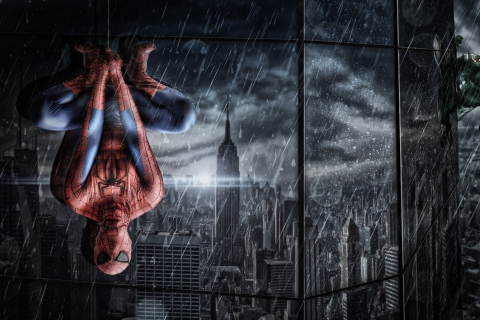 Das Spiderman Under Rain Wallpaper 480x320