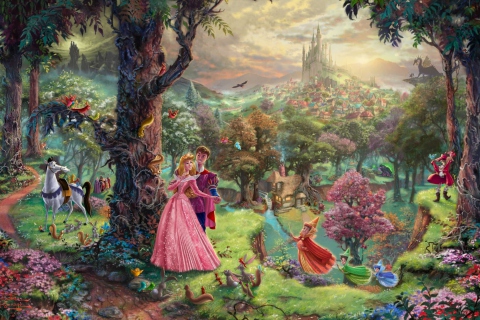 Screenshot №1 pro téma Sleeping Beauty By Thomas Kinkade 480x320