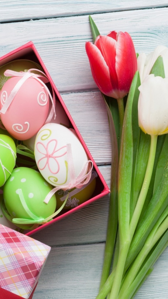 Easter Tulips Decoration wallpaper 640x1136