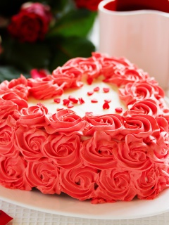 Sfondi Sweet Red Heart Cake 240x320