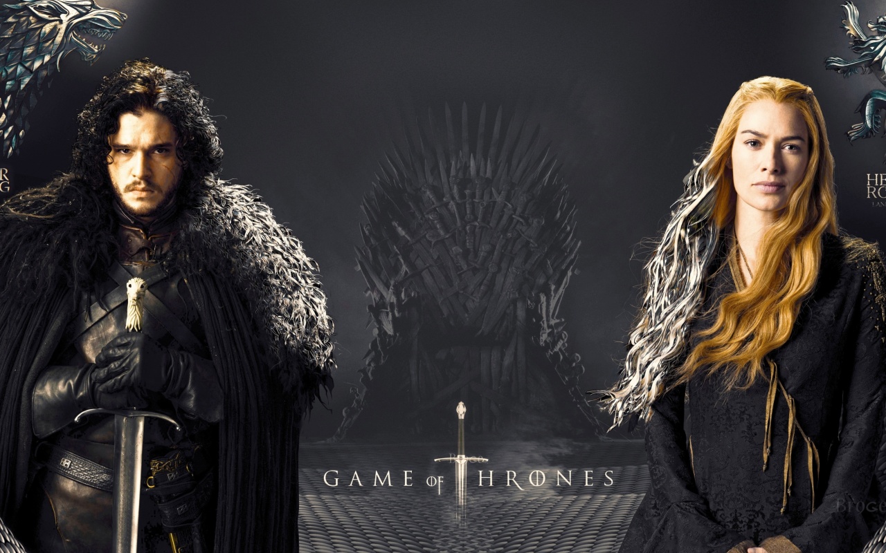 Обои Game Of Thrones actors Jon Snow and Cersei Lannister 1280x800