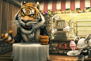 Bunnies and Tigers Funny Wallpaper for Android, iPhone and iPad