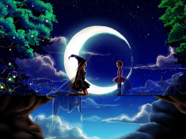 Fairy and witch wallpaper 640x480