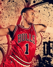 Das Derrick Rose in Chicago Bulls Wallpaper 176x220