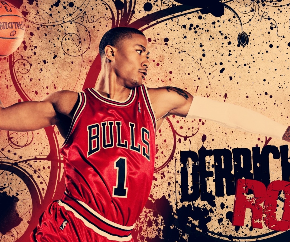 Das Derrick Rose in Chicago Bulls Wallpaper 960x800