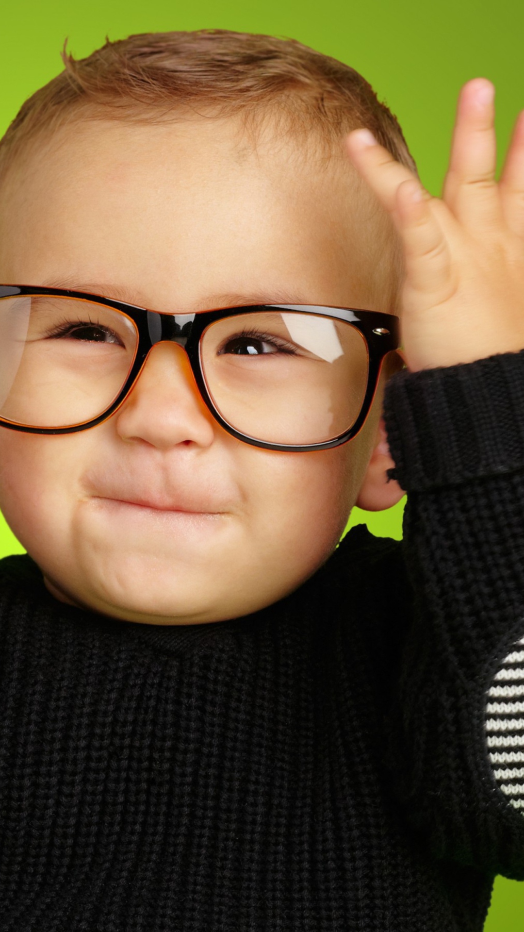 Happy Baby Boy In Fashion Glasses wallpaper 1080x1920