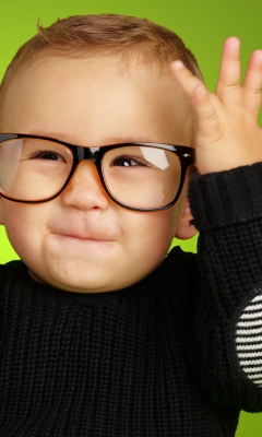 Обои Happy Baby Boy In Fashion Glasses 240x400