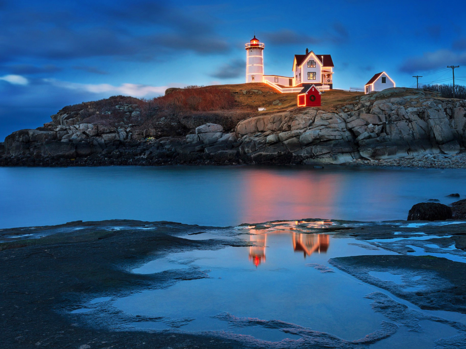 Fondo de pantalla Lighthouse Night Light 1600x1200