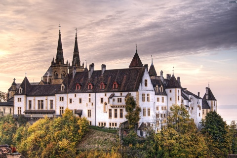 Fondo de pantalla Neuchatel, Switzerland Castle 480x320