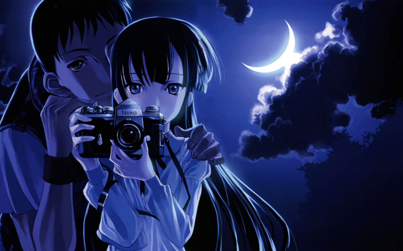 Screenshot №1 pro téma Anime Girl With Vintage Photo Camera 1280x800