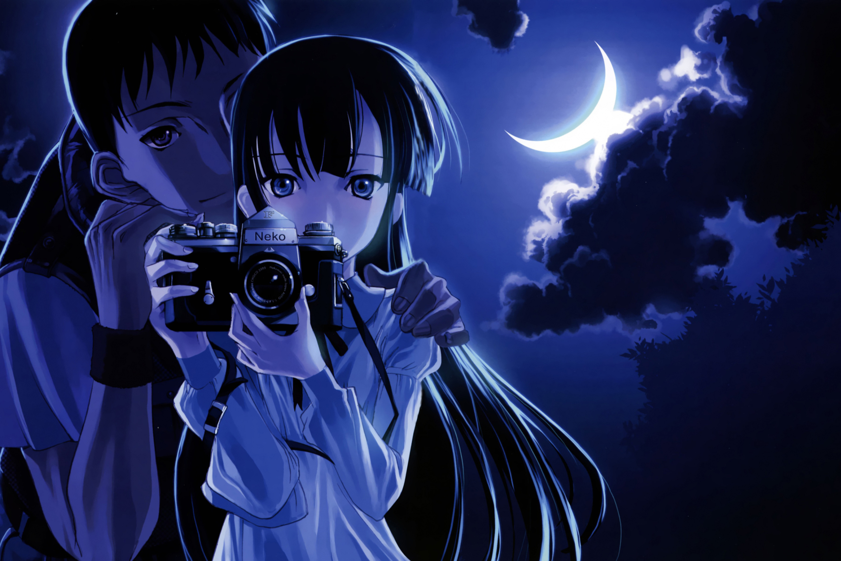 Обои Anime Girl With Vintage Photo Camera 2880x1920